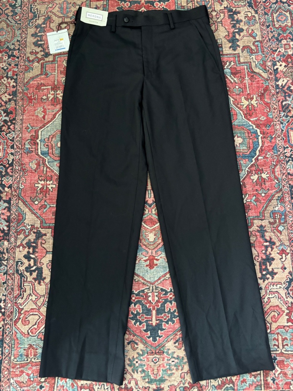 Merona Sz 32/32 Black Men's Straight-Leg flat feint Dress Pants w 4 pockets